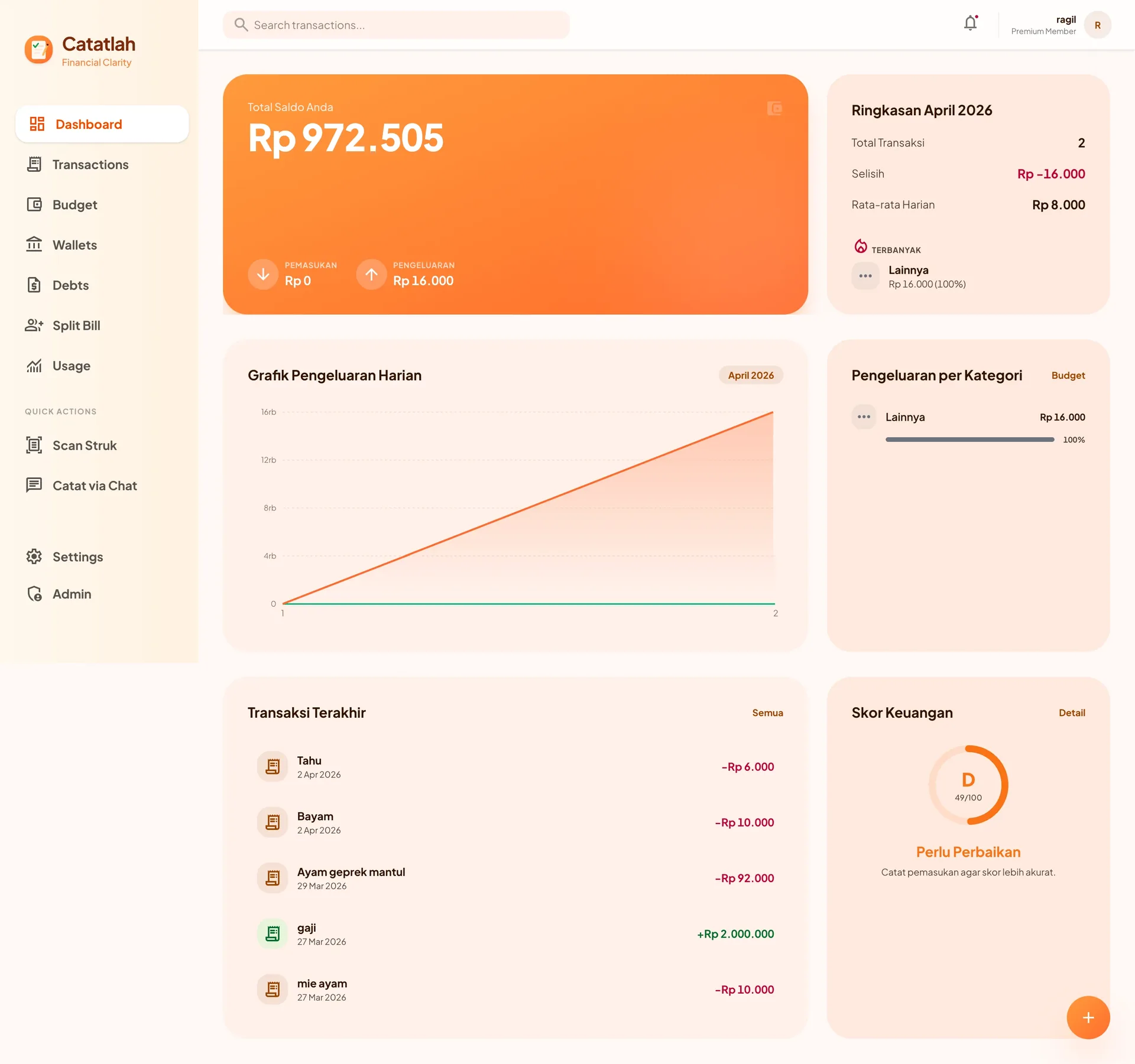 Catatlah - Pencatat Keuangan Pribadi Indonesia screenshot 1