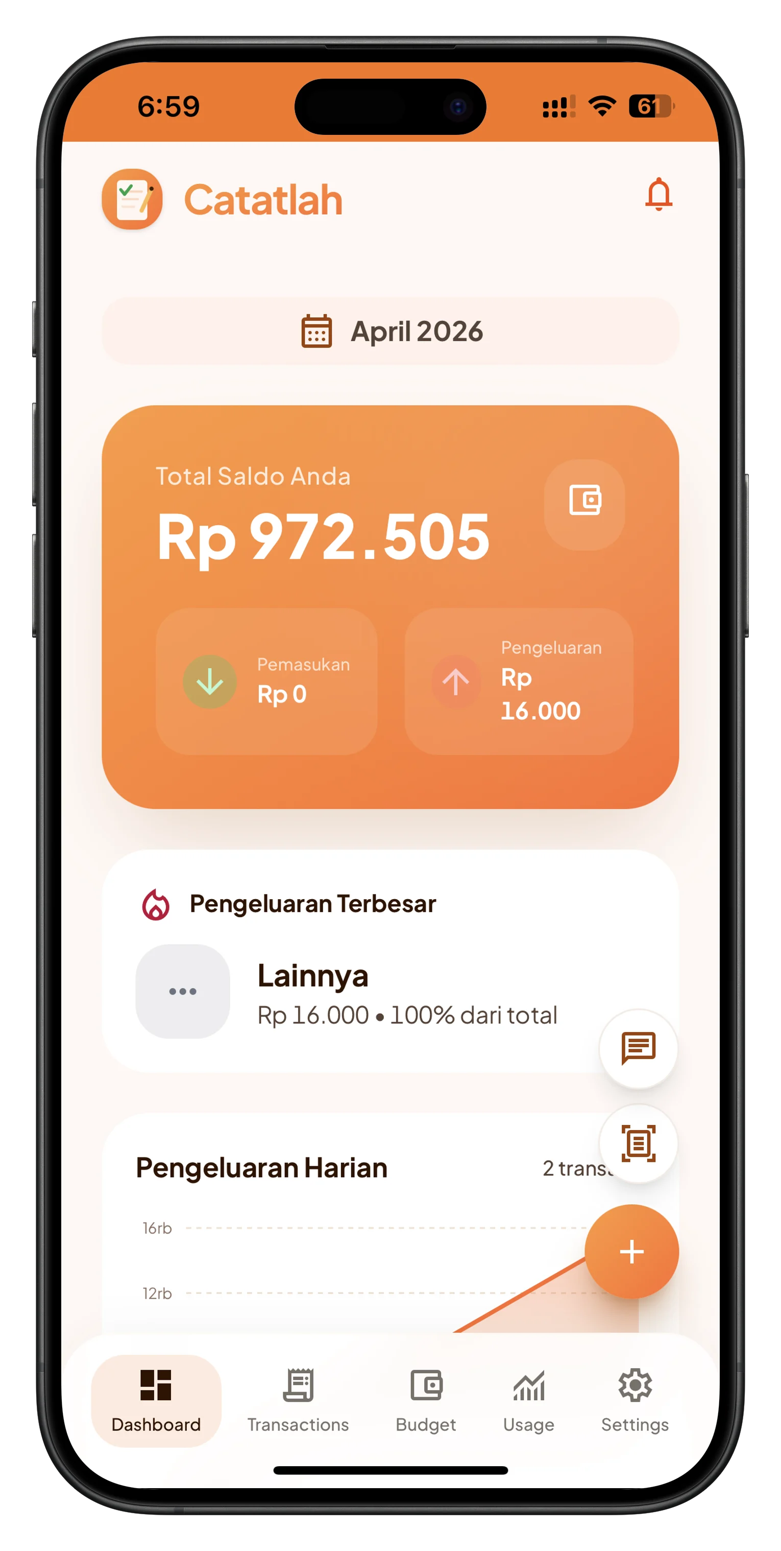 Catatlah - Pencatat Keuangan Pribadi Indonesia screenshot 2
