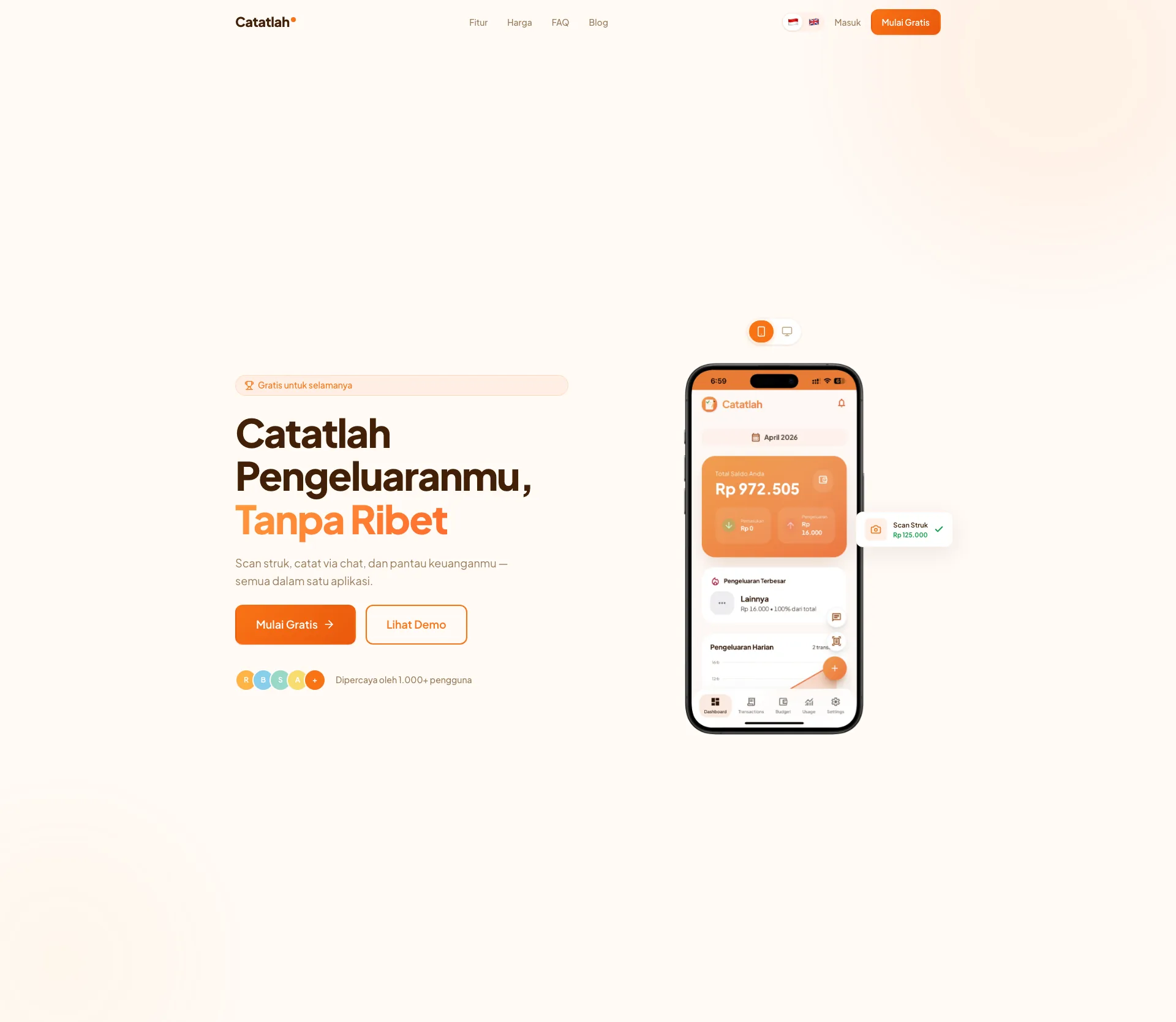 Catatlah - Pencatat Keuangan Pribadi Indonesia project preview